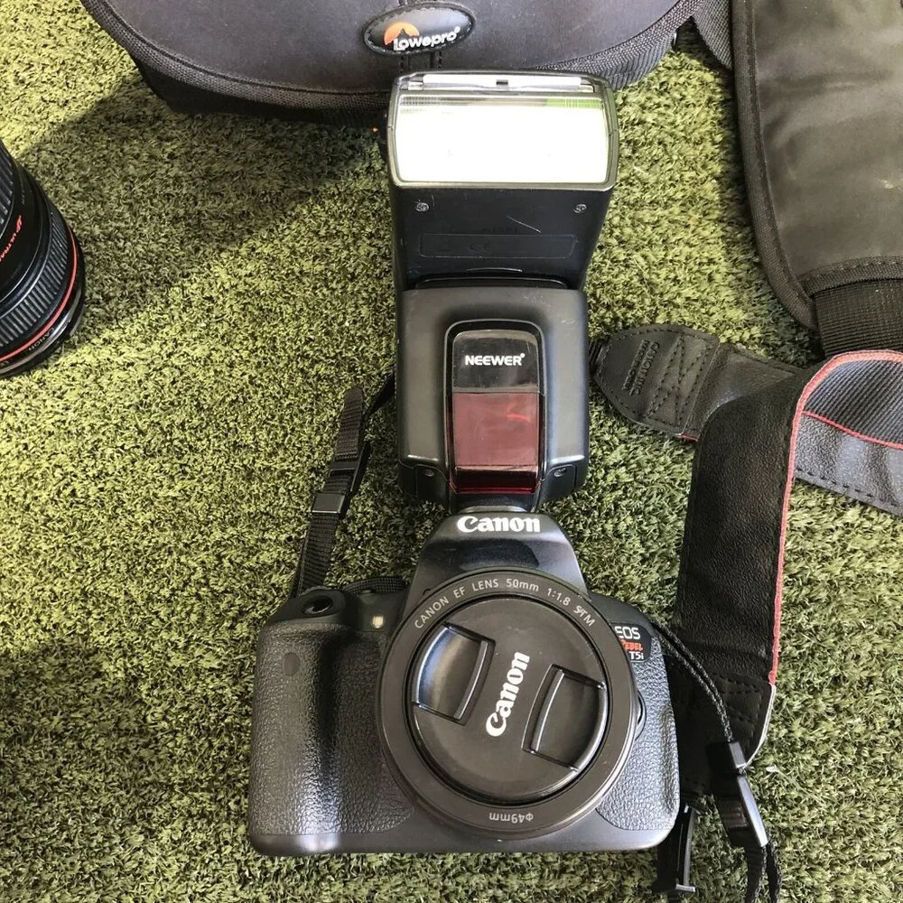 Canon EOS Rebel T5i 18.0MP Digital SLR Camera w/50mm lens 1:1.8/EF 24-105mm 77mm